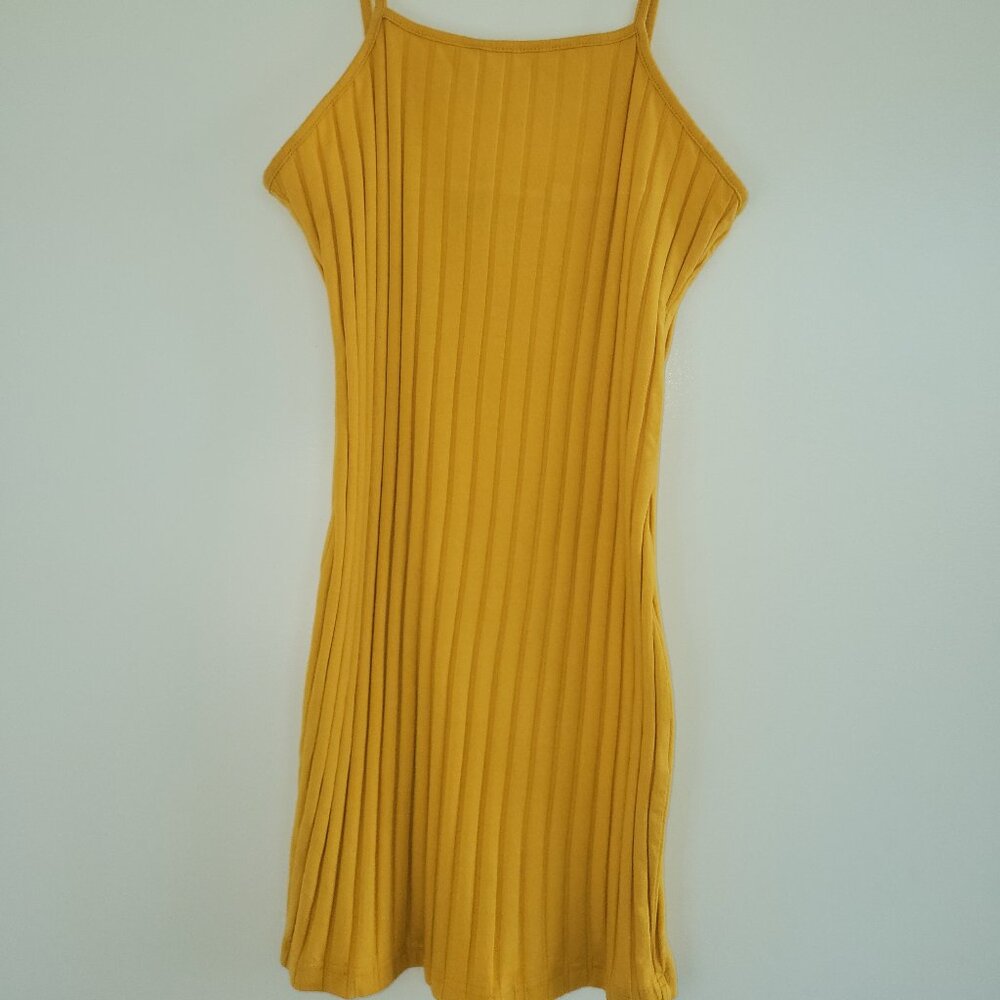 Yellow Ribbed Bodycon Dress